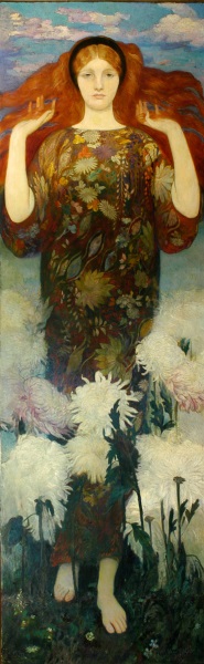 Giuseppe Carosi, Angelo dei crisantemi (L’Angelo del dolore), 1921, olio su tavola Giuseppe Carosi, Angelo dei crisantemi (L’Angelo del dolore), 1921, olio su tavola