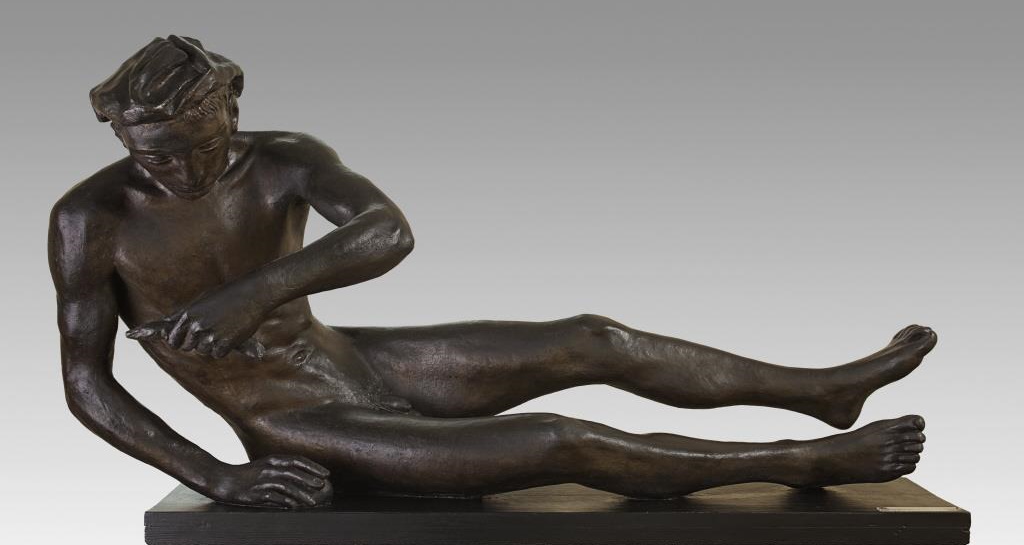 Pescatore d’anguilla (1934, bronzo, inv. AM 1002) di Dino Basaldella