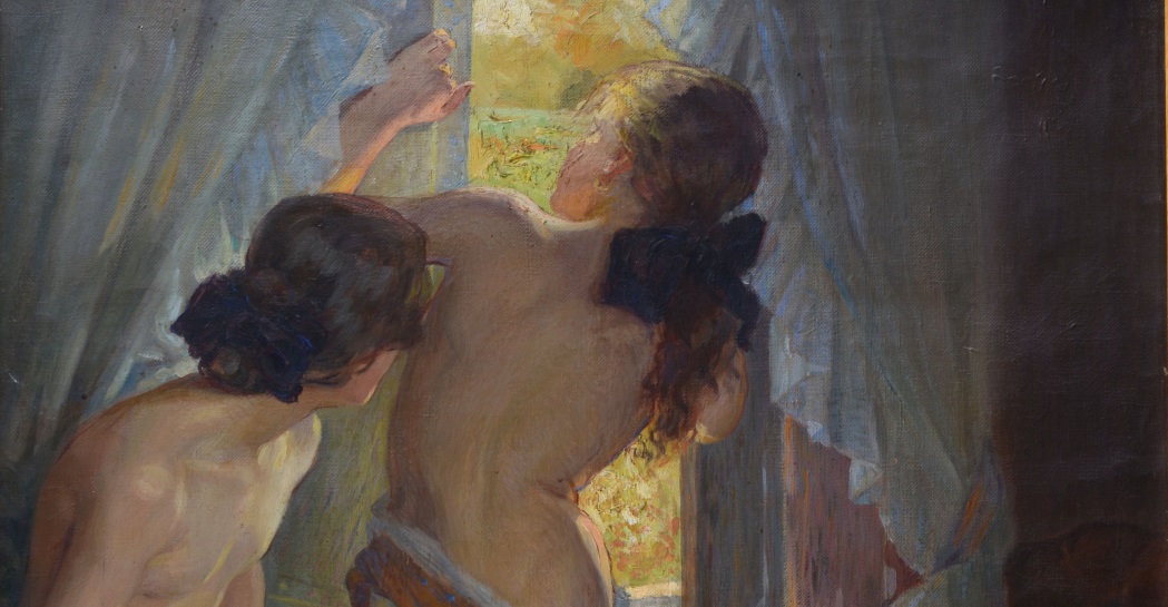 Virginia Tomescu Scrocco, Giochi di bambine, 1913-1915, olio su tela-particolare
