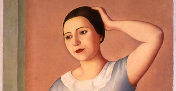 Donna alla toeletta (1930, inv. AM 805) di Antonio Donghi, proveniente dalle collezioni della Galleria d'Arte Moderna