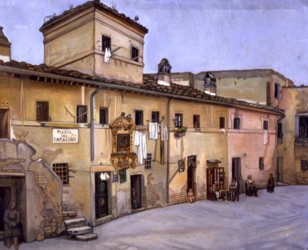 Benvenuto Ferrazzi, Piazza del Catalone, 1933, olio su tela