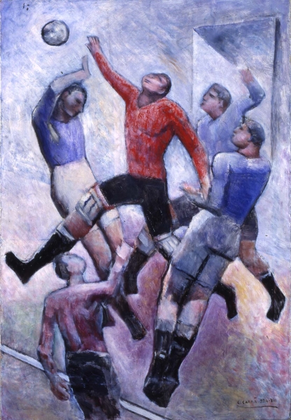 Carlo Carrà, Partita di calcio (Sintesi si una partita di calcio), 1934, olio su tela