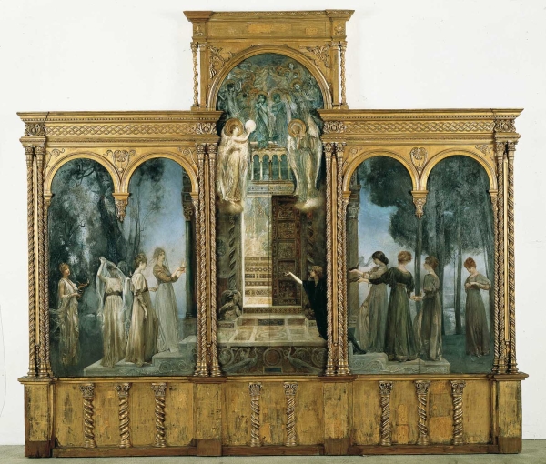 Giulio Aristide Sartorio, Le Vergini Savie e le Vergini Stolte, 1890-1891, olio su tavola
