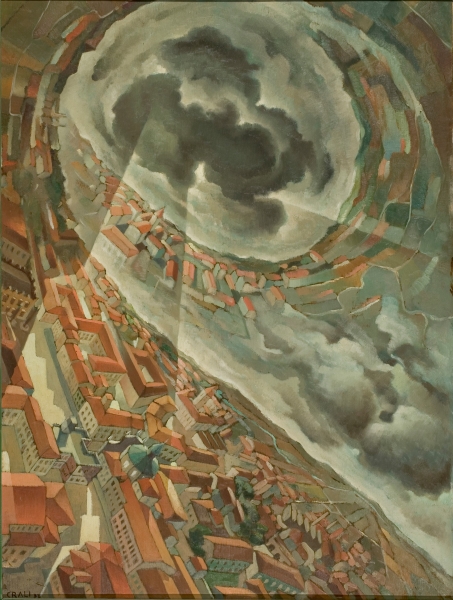 Tullio Crali, Vite orizzontale, 1938, olio su compensato 