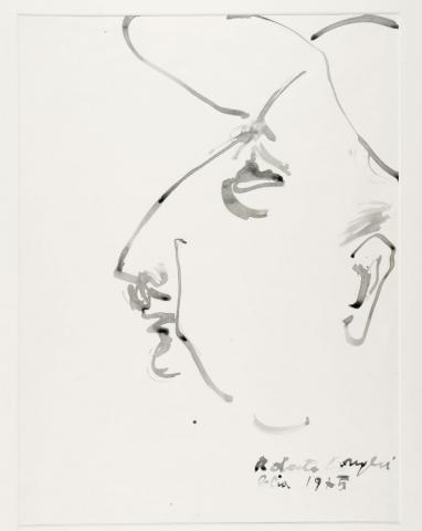 5.	Ritratto di Roberto Longhi, 1975, pennello e inchiostro su carta, © Gabinetto Scientifico Letterario G.P. Vieusseux, Firenze