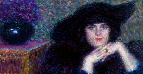 particolare di Enrico Lionne: Violette, 1913 olio su tela, cm 115,5x78,5